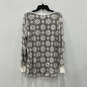 NWT Womens Gray White Long Sleeve Top And Pajama Two-Piece Set Size XL image number 3