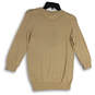 Womens Beige Crew Neck 3/4 Sleeve Anchor Tight-Knit Pullover Sweater Size S image number 2