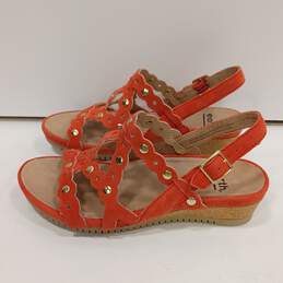 Earth Ficus Leo Women's Bright Coral Wedge Sandals Size 6M