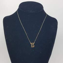 14k Gold Dainty Chain Letter B Pendant Necklace 0.8g
