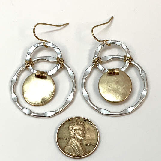 Designer Robert Lee Morris Soho Two-Tone Wire Wrapped Orbital Drop Earrings image number 4