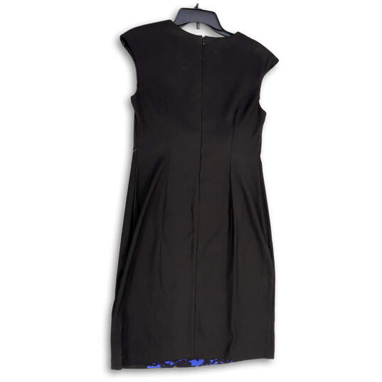 Womens Blue Black Sleeveless Back Zip Knee Length Sheath Dress Size 6 image number 2