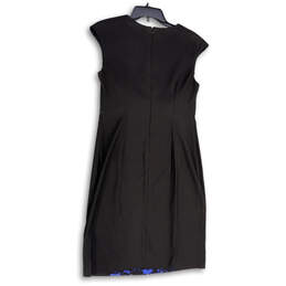 Womens Blue Black Sleeveless Back Zip Knee Length Sheath Dress Size 6 alternative image