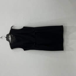 Women Black Round Neck Sleeveless Back Zip Bodycon Dress Size 12