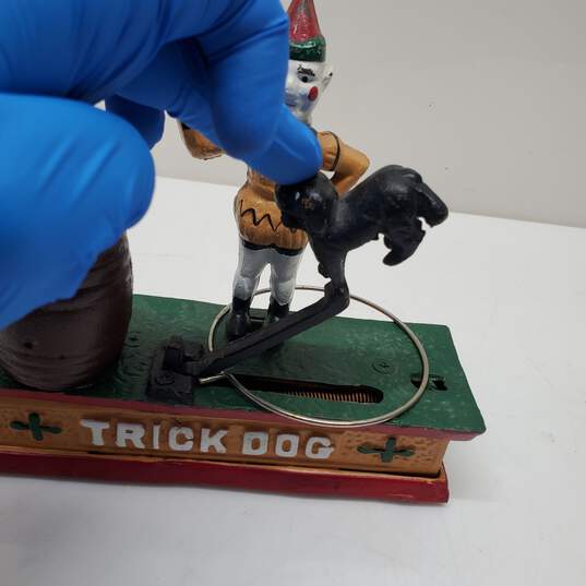 Vintage Metal Coin Bank with Clown and Trick Dog image number 3