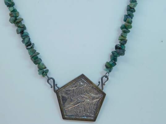 VNTG Engraved 925 Sterling Silver & Turquoise Beaded Jewelry image number 2