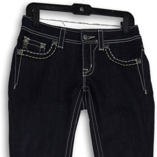 Womens Blue Denim Dark Wash 5-Pocket Design Skinny Leg Jeans Size 27 image number 3