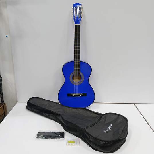 Blue Martin Smith Model W-38-BL Acoustic Guitar In Black Case image number 1