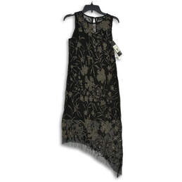 NWT Womens Black Silver Sleeveless Asymmetrical Hem A-Line Dress Size 2 alternative image