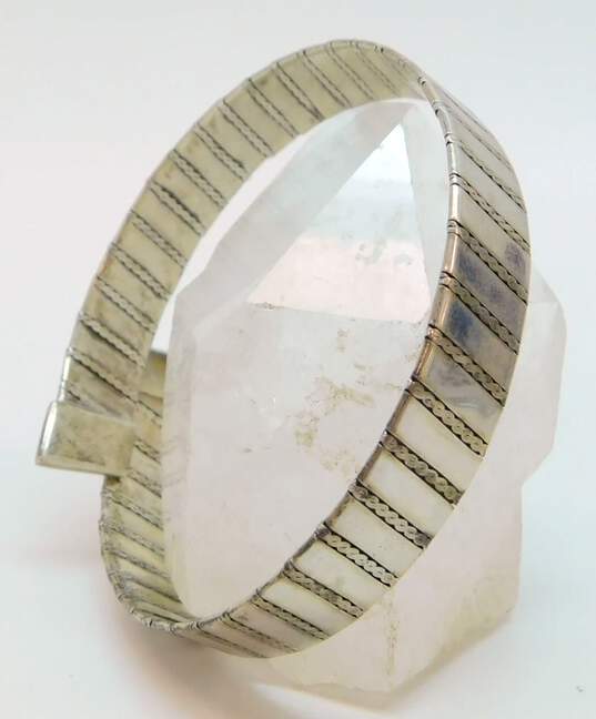 Artisan 925 Sterling Silver Bypass Bangle Bracelet 28.9g image number 1