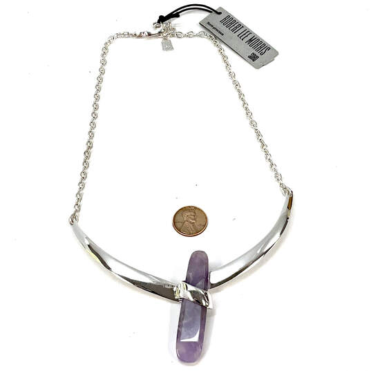Designer Robert Lee Morris Silver-Tone Purple Stone Collar Necklace image number 3