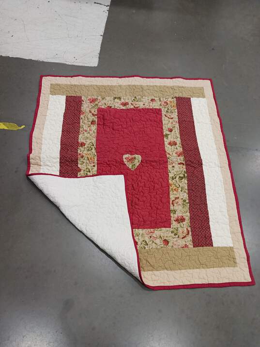 46 x 55 Inch Handmade Heart Quilt Blanket image number 1