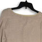 Womens Tan Knitted V-Neck Side Slit Long Sleeve Pullover Sweater Size 14/16 image number 4