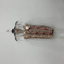 NWT Womens Beige Floral Print Sleeveless Sweetheart Neck Mini Dress Size 6 alternative image