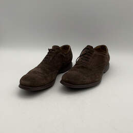 Mens Tan Suede Round Toe Lace Up Wingtip Derby Dress Shoes Size 12