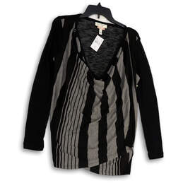NWT Womens Black Gray Long Sleeve Scoop Neck Nursing Pullover Sweater Sz S