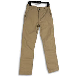 NWT Mens Beige Flat Front Relaxed Fit Straight Leg Chino Pants Size 30X34