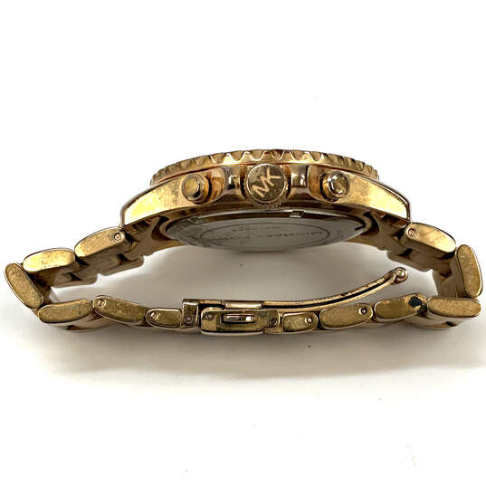 Designer Michael Kors MK-5845 Rose Gold-Tone Round Dial Analog Wristwatch image number 4