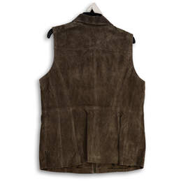 NWT Womens Brown Gray Suede Spread Collar Full-Zip Vest Size Large alternative image