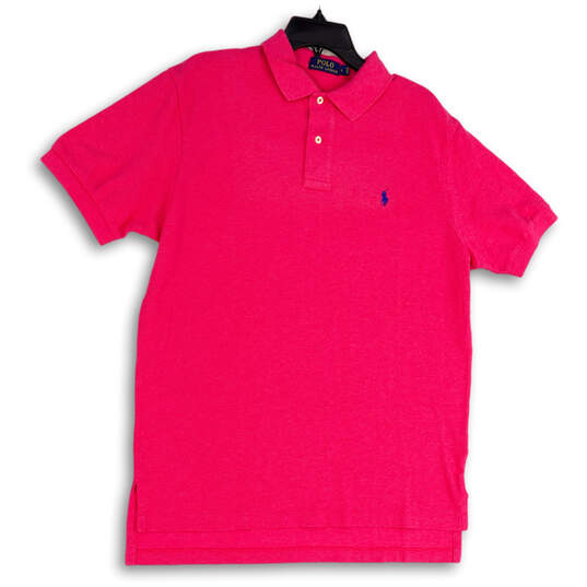 Mens Pink Big Pony Short Sleeve Spread Collar Golf Polo Shirt Size Large image number 1