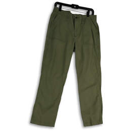 Womens Green Pockets Low Rise Straight Leg Fatigue Trousers Pants Size 29
