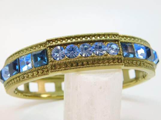 Designer Heidi Daus Heidi's Tantalizing Blue Crystal Hinged Bangle Bracelet image number 1