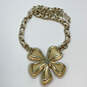 Designer Betsey Johnson Gold-Tone Link Chain Flower Pendant Necklace image number 3