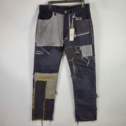 MNML Men Black Patchwork Denim Jeans SZ 32 NWT