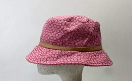 GUESS Pink Logo Signature Canvas Buckle Sun Bucket Hat alternative image