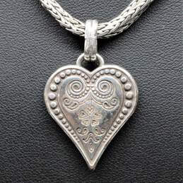 Designer Ophelia Heart Silver Tone Pendant Necklace - 34.1g