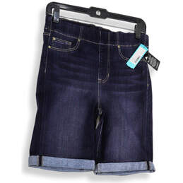NWT Womens Blue Denim Medium Wash Pull-On Cuffed Bermuda Shorts Size 8/29