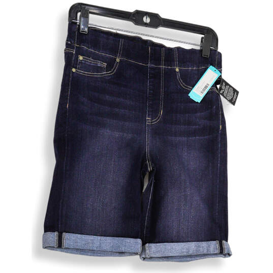 NWT Womens Blue Denim Medium Wash Pull-On Cuffed Bermuda Shorts Size 8/29 image number 1