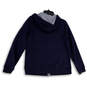 Womens Blue Long Sleeve Front Pockets Drawstring Full-Zip Hoodie Size Large image number 2