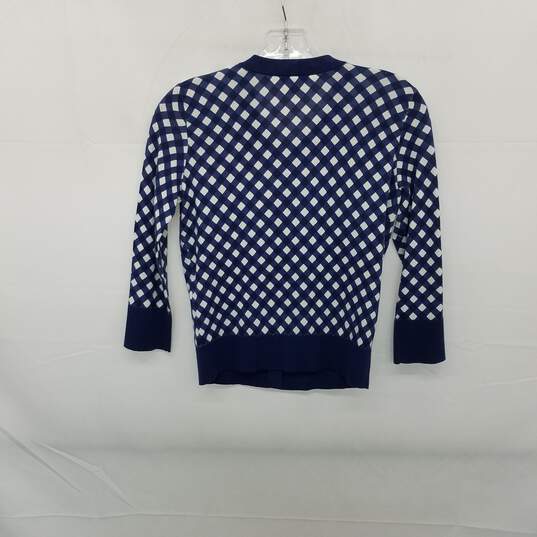 Kate Spade Blue & White Cotton Button Up Knit Top WM Size XXS image number 2