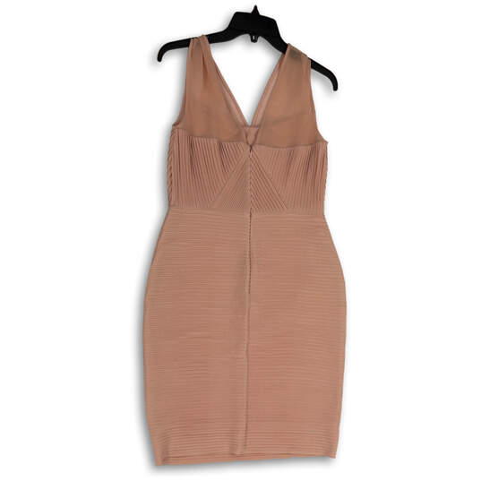 Womens Pink Sleeveless Wide Strap V-Neck Back Zip Sheath Dress Size 8 image number 3
