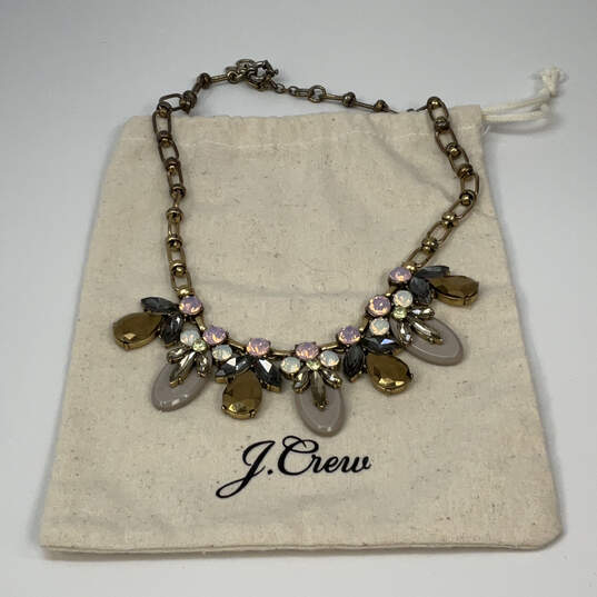 Designer J. Crew Gold-Tone Multicolor Stone Statement Necklace w/ Dust Bag image number 3