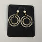 Designer J. Crew Gold-Tone White Pearl Beaded Round Classic Drop Earrings image number 2