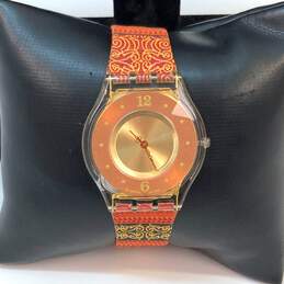 Designer Swatch Water Resistant Brown Round Analog Dial Quartz Wristwatch