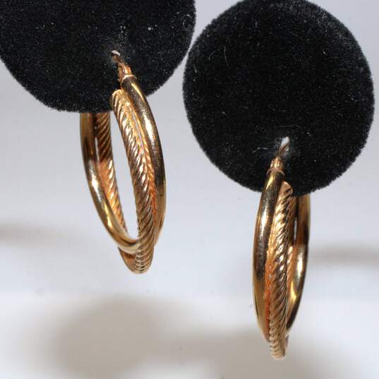 14K Yellow Gold Hooped Earrings - 1.58g image number 2
