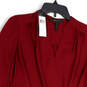 NWT Womens Red Long Sleeve Surplice Neck Hi-Low Hem Blouse Top Size XXS image number 2