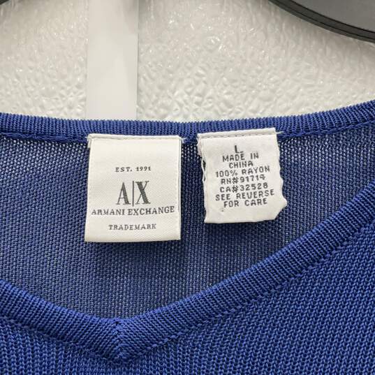 Armani Exchange Womens Blue Long Sleeve Pullover Oversize T-Shirt Size Large image number 3