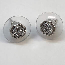 Designer Kendra Scott Silver-Tone Clear Stone Hexagon Nola Stud Earrings alternative image