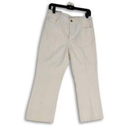 Womens White Denim Light Wash Stretch Pockets Stretch Cropped Jeans Size 6