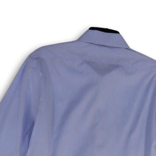 Mens Blue Slim Fit Non-Iron Collared Long Sleeve Dress Shirt Sz 15.5 32/33 image number 4