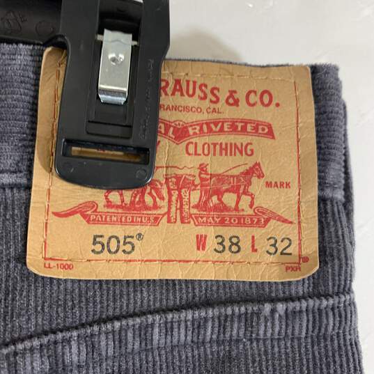 Men's Grey 505 Regular Fit Corduroy Jeans, Sz. 38x32 image number 3