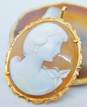 VNTG 12K Yellow Gold Shell Carved Cameo Pendant/Brooch 7.6g image number 2
