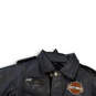 Boys Black Long Sleeve Collared Pockets Leather Motorcycle Jacket Size 5 image number 3