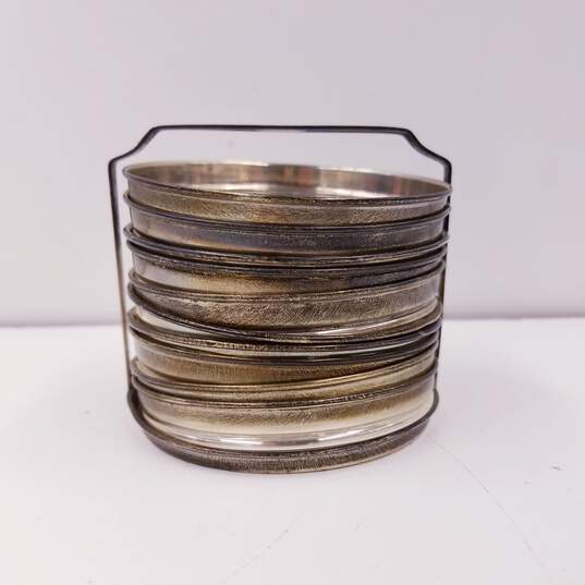 Sterling Silver Table Top /Bar Glass Bottom Vintage Coasters image number 7