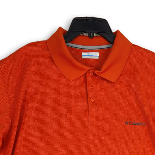 Mens Orange Spread Collar Short Sleeve Polo Shirt Size XXL/2TG image number 3