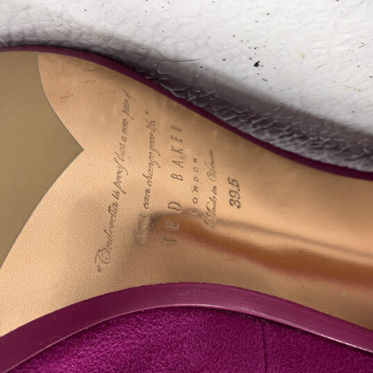 Womens Fuchsia Pink Suede Gold Trim Slip On Stiletto Pump Heels Sz EUR 39.5 image number 8
